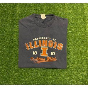 YTK Jerzees Illinois Fighting Illini graphic t-shirt large navy blue retro